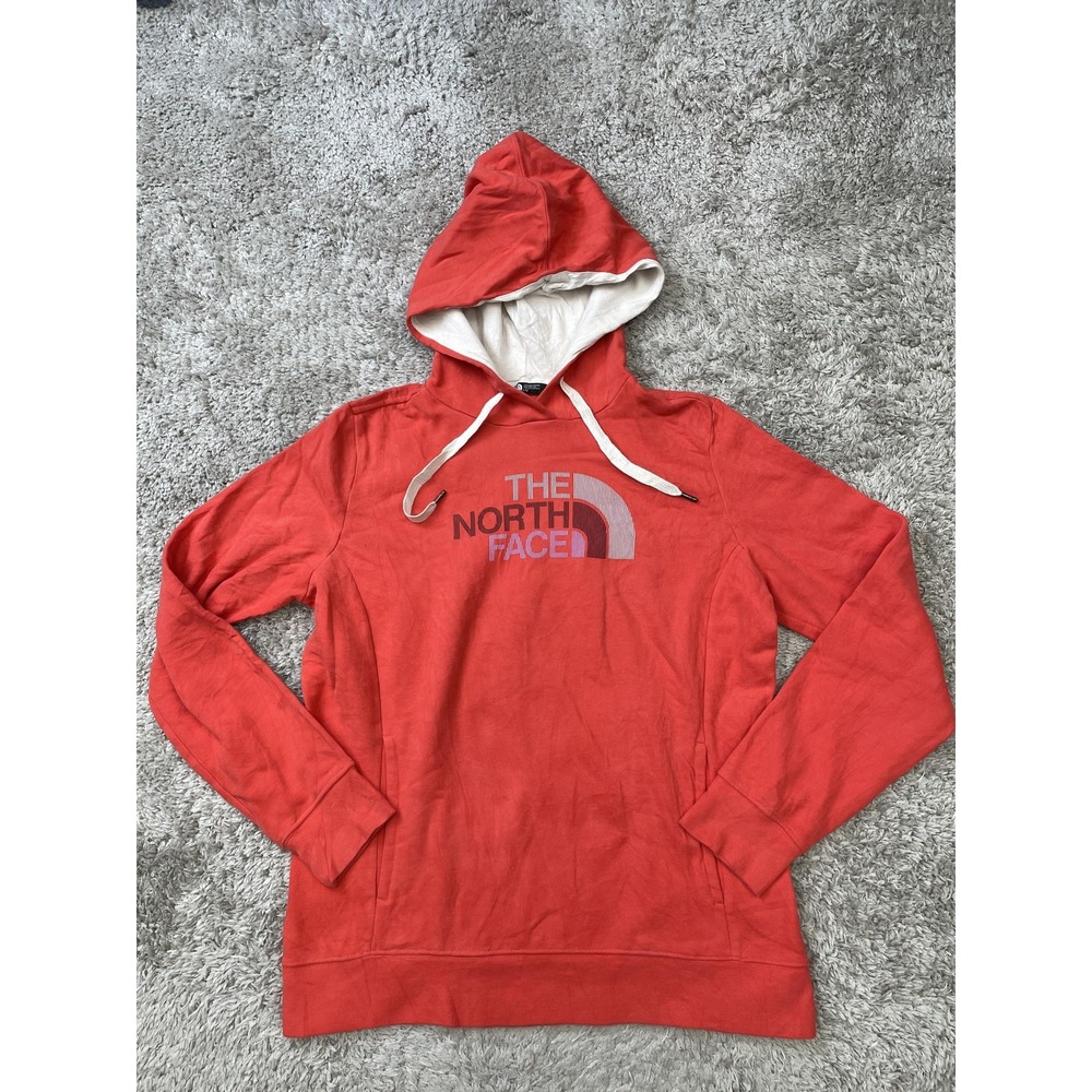 The North Face Hoodie Sweatshirt Womens Large Red Pullover Logo Fleece NF0A2ANP